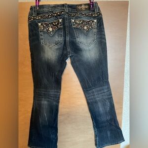 Miss Me Dark Wash Bootcut Jeans with Jeweled Pockets